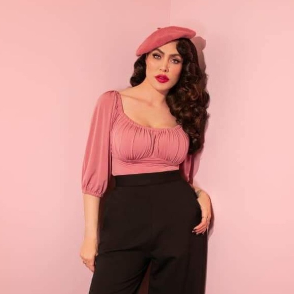 VACATION BLOUSE IN DUSTY ROSE - VIXEN BY MICHELINE PITT